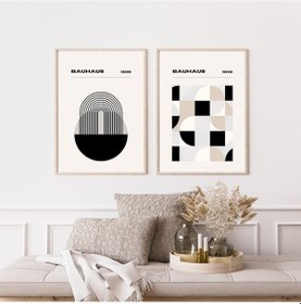 Resim Bauhaus Minimalist Duvar Tablosu Çerçeveli 2'li Set Ahşap Renk 35 X 50 Boyut/ebat 