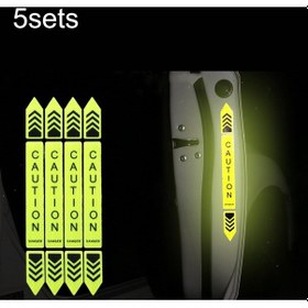 Resim Sones 5 Takım Araba Açılış Kapısı Çarpışma Önleyici Güvenlik Uyarı Reflektörü Floresan Yeşil 