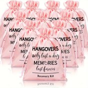 Resim 12 Adet Pembe Düğün Hangover Kit Çantaları - Bebek Duşlar ve Kız Partileri için Geniş Fermuarlı İkram Torbalar, Şık Kurtulma Paketi, Do 