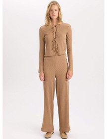 Resim DeFacto Wide Leg Geniş Bol Paça Esnek Belli Basic Düz Bürümcük Pantolon D6300AX24AUBG138 