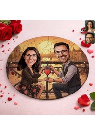 Resim Bk Gift Kişiye Özel Sevgili Karikatürlü Yuvarlak Puzzle 20x20cm -5, Sevgililer Günü Hediyesi, Sevgiliye Hediye Kobitmeyencom36158 Bk Gift 