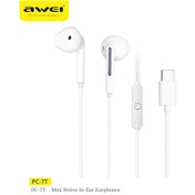 Resim Awei Pc-7/pc-7t Telli Kontrollü Kulaklık 3.5mm/tipe-c Mikrofonlu Kulak Içi Pc-7t White 