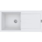 Resim Polex Cristalüx Granit Evye P-X1 Beyaz Tezgah Altı Ve Tezgah Üstü Mutfak Evyesi 98x49.5 CM 