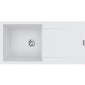 Resim Polex Cristalüx Granit Evye P-X1 Beyaz Tezgah Altı Ve Tezgah Üstü Mutfak Evyesi 98x49.5 CM 