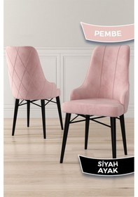 Resim Canisa Neta Serisi, 1.sınıf Babyface Kumaş , Siyah Gürgen Ayak, 8 Adet Pembe Yemek Odası Sandalye Sandalye Pembe Ayaklar Siyah 