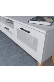 Resim Ankara Mobilya AVANOS AHŞAP AYAKLI 180 CM BEYAZ TV ÜNİTESİ 