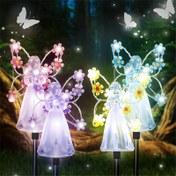 Resim 1 Adet Güneş Enerjili Melek Bahçe Çivisi Işıkları, 7 LED'li Sonsuz Işık Meleği ile Dış Mekan Bahçe Aydınlatması, Mezar Süslemeleri için Anı Hediyesi, Noel Bahçe Sanatı, Taziye Hediyesi 