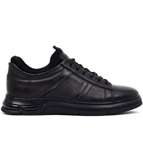 Resim Derimod Erkek Siyah Bağcıklı Kalın Tabanlı Deri Casual Sneaker,Kışlık Spor Ayakkabı 25WFD676618 