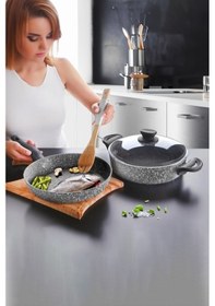 Resim 3 Parça Granit Tencere Seti - Gri 