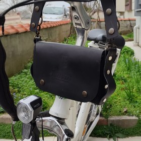 Resim Sumerian Wallet Deri Bisiklet , Motosiklet Çantası Siyah ( Deri Kartlık Hediye ) 