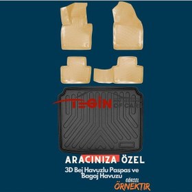 Resim Volkswagen Touran 2014 Bagaj Havuzu + Bej 3d Havuzlu Paspas 