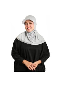 Resim Hürrem Bone Gri Pratik Hazır Geçmeli Şapkalı Tesettür Eşarp Viskon Düz 2513 15 gri 