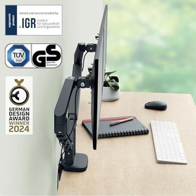 Resim Leitz Ergo Yerden Tasarruf Sağlayan, Bilgisayar ve Laptop için İkili Monitör Kolu, 65370089, Gri 