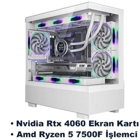 Resim Ramtech V3 R5-7500F 32 GB 1 TB M2 SSD 8 GB RTX4060 Free Dos Masaüstü Oyuncu Bilgisayarı 