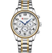 Resim Curren Takvim Çelik Kayış Erkekler İş Kuvars İzle Altın Beyaz Çok Renkli 