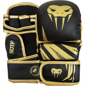 Resim Erkek ve Kadınlar için Ayarlanabilir Profesyonel Boks Antrenman Eldivenleri Çifti - Kalınlaştırılmış Yarım Parmak MMA & Sanda Eldivenler Altın Vurguları ile, Yılan Işığı Bej Desen Tasarım, Dövüş Sporları için Güçlendirilmiş Dolgu (Beyaz/Altın/Siyah), Fitness Eldivenleri | Cesur Tasarım Eldivenler | Yastıklı Eklem Koruma, Boks Eldivenleri 