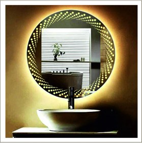 Resim Dnr-Mirror60 Cm Günışığı Ledli Tasarım Kumlamalı Banyo Aynası Makyaj Aynası Işıklı Ayna 