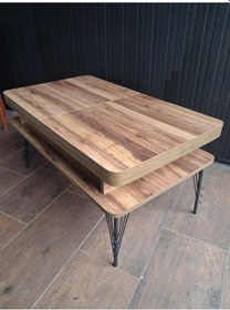 Resim Orta Satranç Sehpa Eym 90557 Metal Ayak 1 Sınıf Suntalam Üst Tabla Açık Kahverengi 