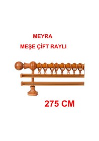 Resim Meyra Demonte Başlıklı Ahşap Rustik Perde Askısı - Çift Raylı -meşe 275 Cm Meşe 