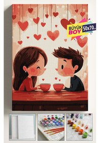 Resim Sayılarla Boyama Seti Numaralı Tuval Fırça Boya Dahil Kasnaklı Set 50x70 Cm - Sevgili Kahve 