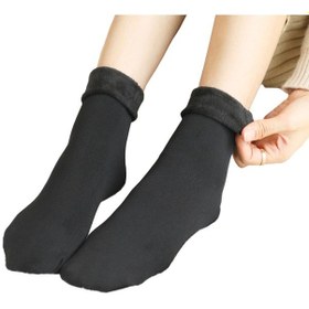 Resim Suntek Kış Sıcak Kalın Çorap Kar Botları Termal Kadife Uyku Siyah Siyah 