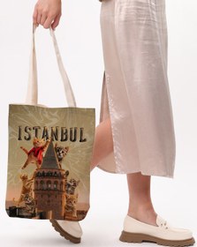 Resim Çınar Bez Çanta Bagg 3D İstanbul Kedili Baskılı Bez Çanta - Standart / Standart 
