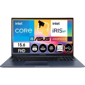 Resim Asus Vivobook 15 Intel Core I5 16GB 512GB SSD Freedos 15.6" Fhd Taşınabilir Bilgisayar SnerTech Çanta Hediye 