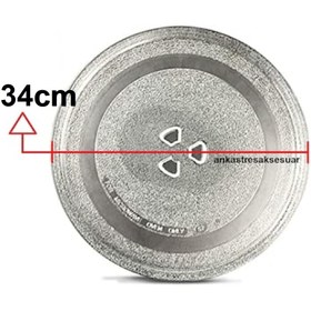 Resim Bosch Mikrodalga Fırın Tabağı Cam Tabak Tepsi 34cm Çapında 3 Tırnaklı Borcam Tepsisi 