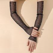 Resim 1 Çift Kadınların Parıltılı Taşlı Ultra-İnce Dantel Eldivenleri - Sıcak Damgalı Parıltılı Aksesuarlarla Elastik Yaz Kol Kıyafetleri, Dış Mekan ve Akşam Giyim için Düz Renk, Sadece Elde Yıkama, Akşam Giyim Eldivenleri | Parıltılı Süslemeler | Dantel Kumaş Eldivenler, Bayan Eldivenler, Akşam Giyim Eldivenleri, Resmi Etkinlik Eldivenleri, Zarif Eldivenler, Hassas Dantel Eldivenler, Moda Eldivenler, Şık Kadınlar, Özel Gün Eldivenleri, Hafif Eldivenler, Moda Bilinçli Kadınlar 