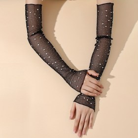 Resim 1 Çift Kadınların Parıltılı Taşlı Ultra-İnce Dantel Eldivenleri - Sıcak Damgalı Parıltılı Aksesuarlarla Elastik Yaz Kol Kıyafetleri, Dış Mekan ve Akşam Giyim için Düz Renk, Sadece Elde Yıkama, Akşam Giyim Eldivenleri | Parıltılı Süslemeler | Dantel Kumaş Eldivenler, Bayan Eldivenler, Akşam Giyim Eldivenleri, Resmi Etkinlik Eldivenleri, Zarif Eldivenler, Hassas Dantel Eldivenler, Moda Eldivenler, Şık Kadınlar, Özel Gün Eldivenleri, Hafif Eldivenler, Moda Bilinçli Kadınlar 