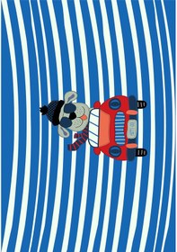 Resim Dijital Baskılı Mavi Araba Desenli Dekoratif Yıkanabilir Kaymaz Taban Çocuk Halısı Çok Renkli 