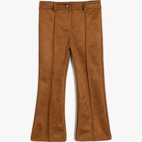 Resim Koton İspanyol Paça Fermuar Detaylı Suni Süet Pantolon Kahverengi 5wkg40328ak Kahve 