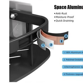 Resim Banyo Rafı Makyaj Kutusu Organizatör Alüminyum Alaşımlı Duş Rafı Gri 