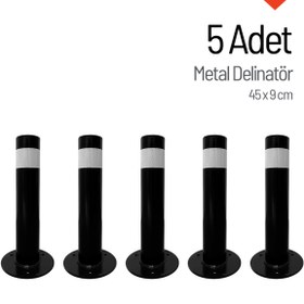Resim İleri Trafik 5'li Metal Delinatör, Metal Duba Seti 45 x 9 cm 