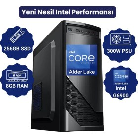 Resim Intel Celeron G6900 4gb 256GB SSD Freedos 300W Mini Tower Masaüstü Bilgisayar 