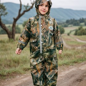 Resim Çocuklar için tek parça dış mekan yağmurluğu, tüm mevsimlerde giyilebilir, su geçirmez ve kir geçirmez, yağmurlu günlerde eğlenceli oyunlar ve seyahatler için ideal, hafif ve rahat, erkek ve kız çocukları tarafından giyilebilir, küçük bir depolama çantası ile birlikte gelir, 1 adet 