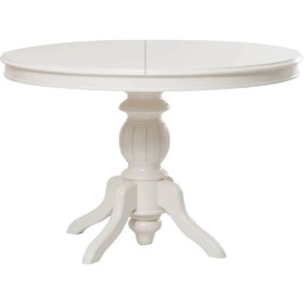 Resim Roys Ahşap 120 cm Masif Beyaz Yuvarlak Ilaveli Yemek Masası 