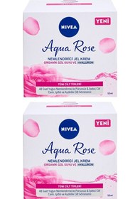 Resim Nivea Aqua Rose Organik Gül Sulu Nemlendirici Jel Krem 2 x 50 ML 