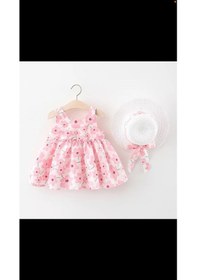 Resim Kız Çocuk Elbise Renkli Desenli Abiye (555959835) Pembe 