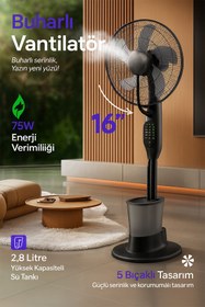 Resim TECHNOMEN Taşınabilir Buharlı Vantilatör | 5L Su Hazneli Sessiz Serinletici Mini Klima | Spreyli Ayaklı Fan 