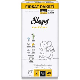 Resim Hype Store Sleepy Extra Günlük Aktivite Fırsat Paketi Bebek Bezi 2 Numara Mini 48 Adet 