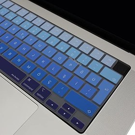 Resim McStorey MacBook Türkçe Q Klavye Koruyucu M1-M5 | A2681 A3113 A3240 A3449 A2442 A3426 A3434 A2485 A3429 | Air 13.6-15.3 Pro 14-16 Neo 13 | Silikon Keyboard Cover Touch ID Lacivert Mavi 