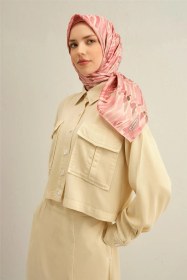 Resim Armine Soyut Desenli Saf İpek Sura Eşarp 9335d 89 Pembe 