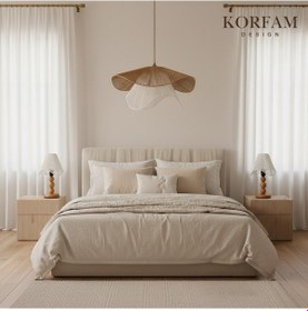 Resim Breeze Modeli Avize & Abajur Set - Hasır El Yapımı Bohem Avize 2'li Ahşap Ayaklı Rustik Abajur Set Beyaz - Kahverengi 