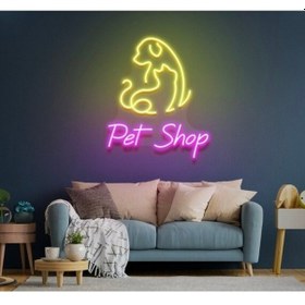 Resim Pet Shop Yazılı Ve Şekilli Neon Tabela Sarı 
