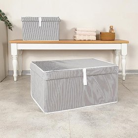 Resim Pazar Kapısı Çok Amaçlı Düzenleyici Kapaklı Sandık Tipi Kutu Hurç Organizer (60 x 40 x 30, Gri) 