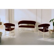 Resim Rozexi Rio Çay Seti Takımı Koltuk Takımı Oturma Odası Kafe Antre Hol Ofis 2+1+1 Gold Metal 