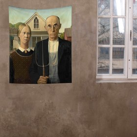 Resim Amerikan Gotiği Duvar Örtüsü - 100 cm x 135 cm 