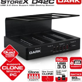 Resim Dark StoreX D42C Dörtlü 3.5"/2.5" Offline Klonlama Özellikli' SATA I/II/III Destekli USB3.0 Disk İstasyonu (DK-AC-DSD42C) 