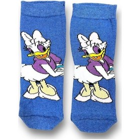 Resim Me-vo Tekli Mavi Renkli Esnek Nem Alabilen Pamuklu Çizgi Film Karakterli 5-8 Yaş Kız Çocuk Soket Çorap Mavi 